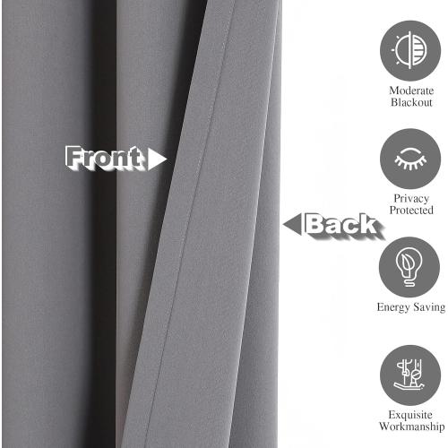 Grommet Blackout Curtains for Bedroom and Living Room - 2 Panels Set Thermal Insulated Room Darkening Curtains (Charcoal, 52W x 84L)