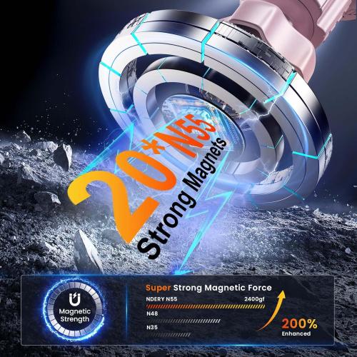 for MagSafe Magnetic Car Phone Holder [2025 Upgraded Strongest Magnet] Car Mount Suction Cell Stand for Dashboard Windshield Vent Compatible with iPhone 16/15/14/13/12/11 Android etc-Pink