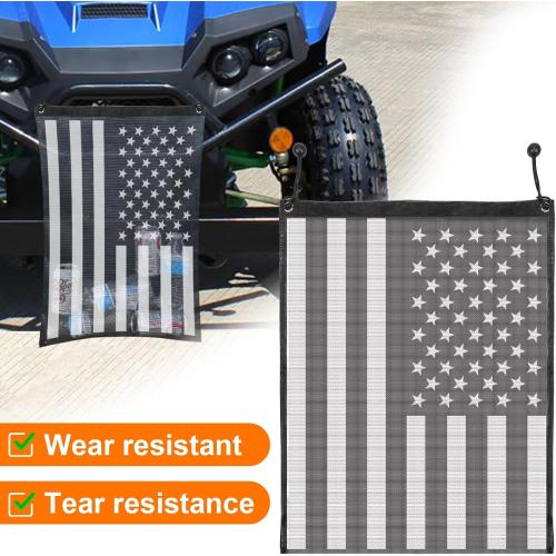 UTV ATV Trash Bag 26 x 22 Thickened Durable PVC Boat Storage Mesh Trash Bag for Side by Side Compatible With Polaris RZR,Can-Am,CFmoto,Teryx,Kawasaki,Golf Cart,Arctic Cat (American Flag)
