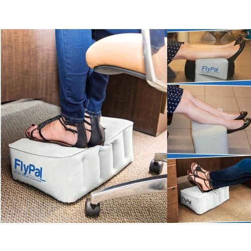 Inflatable Foot Rest for Air Travel, U.S Patented 2 in 1 Design, Blow-Up Pillow Cushion for Home, Office and Kids to Sleep on Long Flights, 17“x11 x17, Grey.