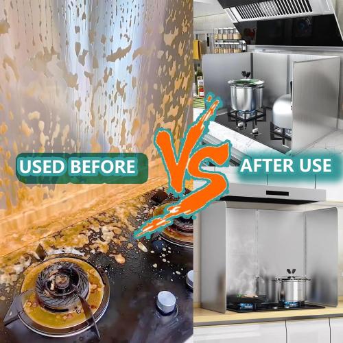 Grease Stove Splash Guard for Cooking | 2 Sided Kitchen Stove Splatter Guard Backsplash Back Splash Protector for Wall, Foldable Stainless Steel,15.7” X 15.7” X 15.7” Per Piece, 2 Pcs In Package