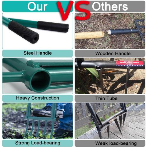 Broad Fork Garden Tool, 5 Tines 20 in Broadfork Hand Tiller, 55 inch Heigh Pitch Fork, Ergonomic U-Shaped Design, Spading Digging Fork for Gardening, Cultivating, Aerate Clay Soil for Farm