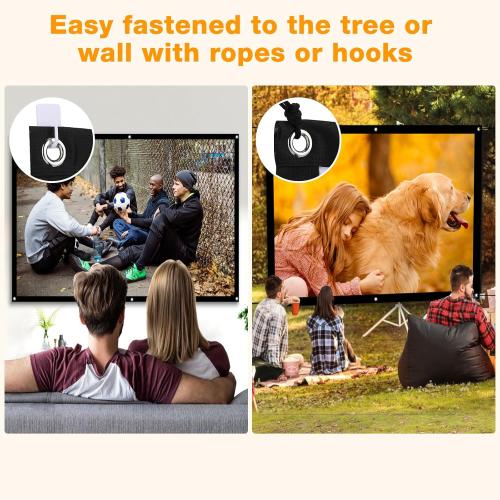 Taotique Projector Screen 72 inch, Movie Projector Screen 16:9 HD Foldable and Portable Anti-Crease Indoor Outdoor Projection Double Sided Video Projector Screen for Home, Party, Office, Classroom