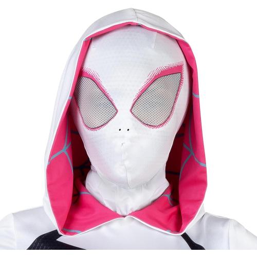 Size M MARVEL Spider-Gwen Official Adult Zentai Halloween Costume - Hooded Spandex Jumpsuit with Printed Design and Pull On Mask