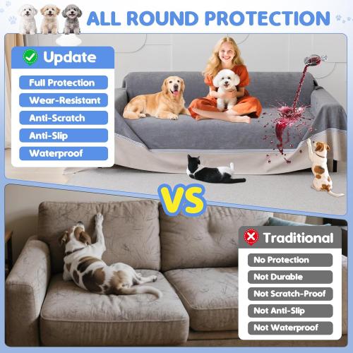 Loiion 100% Double-Sided Waterproof Dog Sofa Cover - Anti-Slip, Leakproof Couch Cover, Pet-Friendly Couch Protectors for Puppy, Large Dog, Kids and Pets 150X91