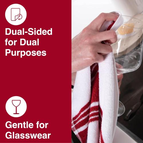 All-Clad Dual-Purpose Kitchen Towels: Highly Absorbent - 100% Cotton, 17x30 Dish Towels for Cleaning & Drying Dishes & Glassware, 6 Pack, Chili