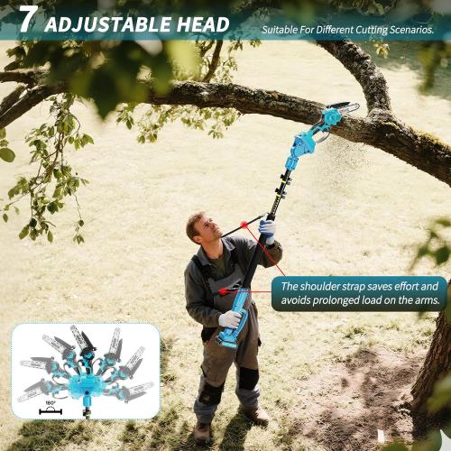 2-in-1 6 In Mini Chainsaw & Electric Pole Saw, Electric Pole Saws for Tree Trimming, 21V Cordless Battery Chainsaw Powered with 2 Batteries, Lightweight Tree Trimming Tool for Small Branches