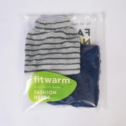 Fitwarm 2 Pack Striped Fleece Dog Sweater, Warm Winter Dog Clothes for Small Dogs Boy Girl, Fuzzy Pet Outfit, Doggy Pullover Jumper, Grey, Navy, XXL