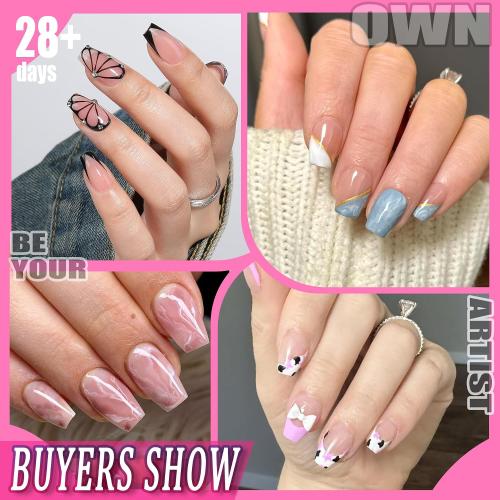 UNA GELLA Short Coffin Nails Tips 504pcs No c Curve Full Cover False Nail