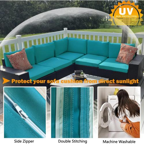 Sqodok Patio Cushion Covers, Waterproof Outdoor Cushion Covers Replacement, Patio Cushion Seat Slicovers for Sectional Sofa, Chair, Outdoor Wicker Patio Sofa