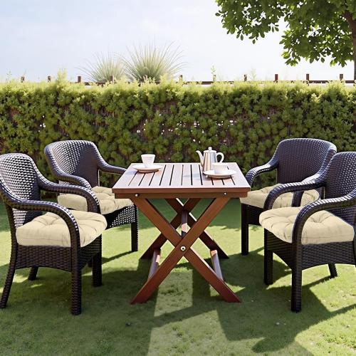 MTMR Outdoor Chair Cushions Set of 2, 19x19 Waterproof Wicker Seat Cushions for Patio Furniture, Thick Tufted Outdoor Replacement Furniture Pad for Porch Lawn Wicker Desk Dining Rocking Chair, Cream