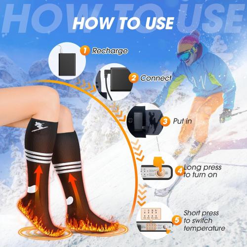 AI Heated Socks Rechargeable for Men Women,20000mAh Battery Electric Socks Up to 16 Hours Washable Heating Socks for Camping Skiing Motorcycle Driving Hiking Outdoor Working