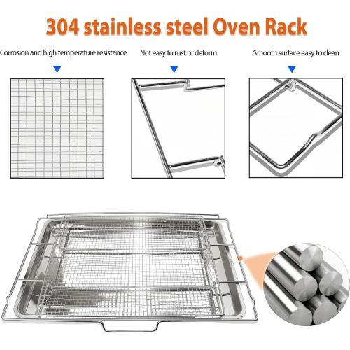 Upgraded Air Fry Tray for 30 Oven with Drip Pan, Compatible with Frigidaire 30 Ranges and Wall Ovens, Stainless Steel, Oven Rack Measures 25 x 16 x 1.75