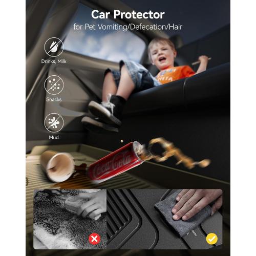 3W Floor Mats Fit for 2019-2025 2026 Chevy Silverado/GMC Sierra Denali 1500 & 2020-2025 2026 GMC Sierra 2500/3500 HD Crew Cab TPE All Weather Floor Liner, Fit For 2nd Row with Factory Carpeted Storage