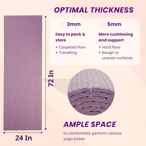 Everyday Yoga Deluxe Mat, Spacious 72x24 Non-Slip Yoga Mat for Comfortable Home Workouts, 3-5mm Extra Thick