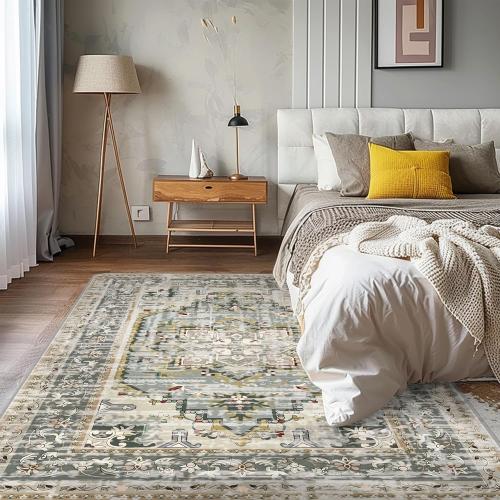 6x9 Area Rug for Living Room - Boho Rug for Bedroom Dining Room Machine Washable Vintage Carpet Stain Resistant
