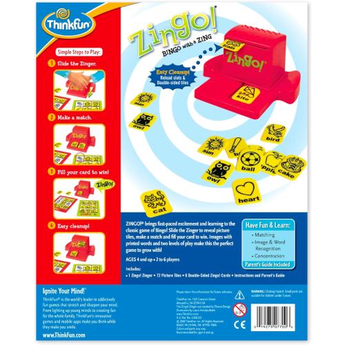 ThinkFun Zingo Bingo Award Winning Preschool Game for Pre-Readers and Early Readers Age 4 and Up - One of the Most Popular Board Games for Boys and Girls and their Parents (97700)