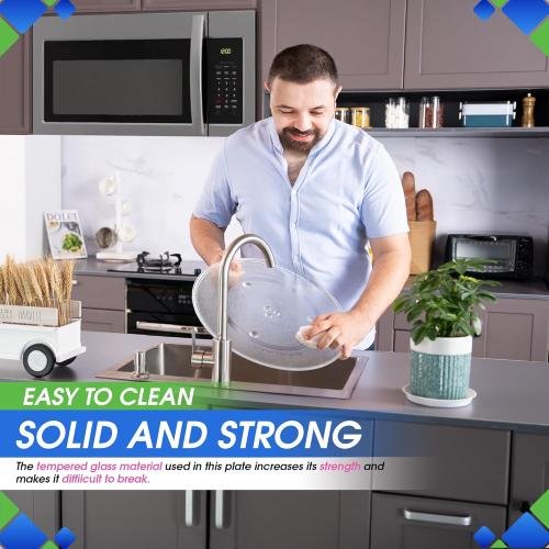Microwave Plate Replacement 16.5 inch Fits F06014M00AP Panasonic Microwave Glass Plate - Exactly Replaces Rotating Microwave Turntable - Durable Oven Dish Tray For Better Reheating and Cooking