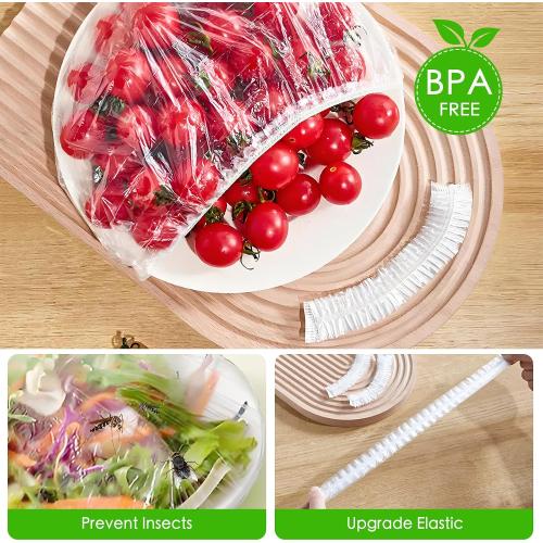 Bowl Covers Elastic - 100 Count - Reusable Plastic Bowl Covers - Covers 4-9 Inch Bowls/Plate, Flexible Food Cover, Multi-Purpose Kitchen Outdoor Must-Have