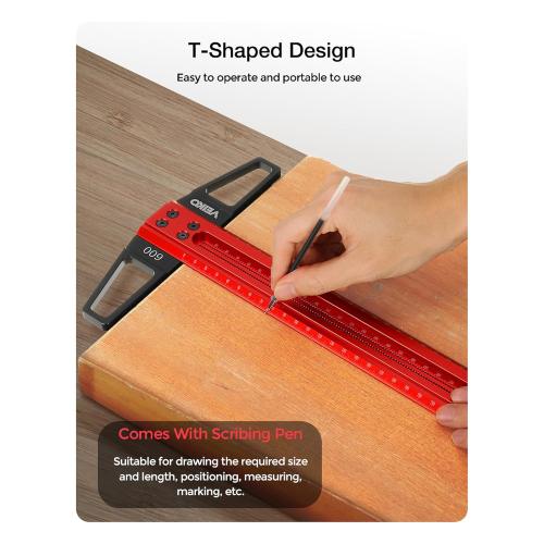 Alloy Scriber Precision Woodworking Tool T-Type Square Line Ruler Scribe (500 MM)