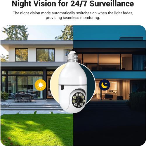 Ease Life D115: Ultimate Screw-in Security Camera with 5GHz Support - 1080P HD, 360  Panoramic Cover, Color Night Vision & Two-Way Talk