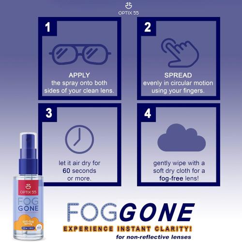 Anti-Fog Spray for Non - Anti Reflective Lenses | Prevents Fogging of Glass or Plastic Windows, Mirrors, Eyewear Lenses, Glasses, Swim Goggles, Ski Masks, Binoculars |Long Lasting Solution (4)(Set of 3)