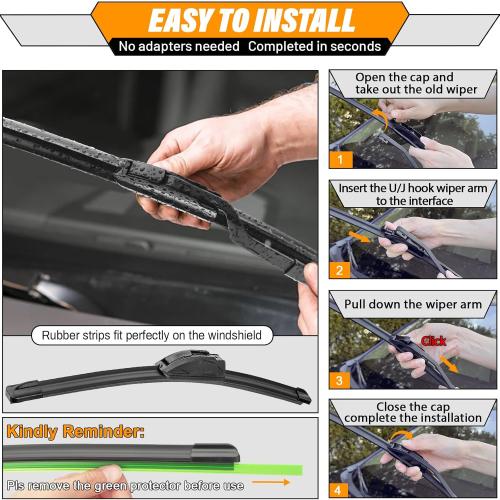 3 Wipers Replacement for Honda fit Rear and Front Windshield Wiper Blades 2009-2020,3 Pieces 28 14 14 inch