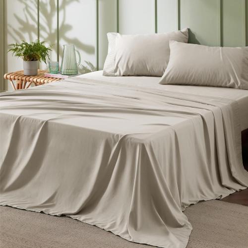 Bedsure Kim Sheet Set - 4 Pieces Soft Queen Size Sheets - Breathable & Cooling - Hotel Luxury - Easy Care Polyester Microfiber Bedding for Women, Men, Linen