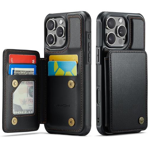 Vinich for iPhone 16 Pro Max Wallet Case with Card Holder, Black