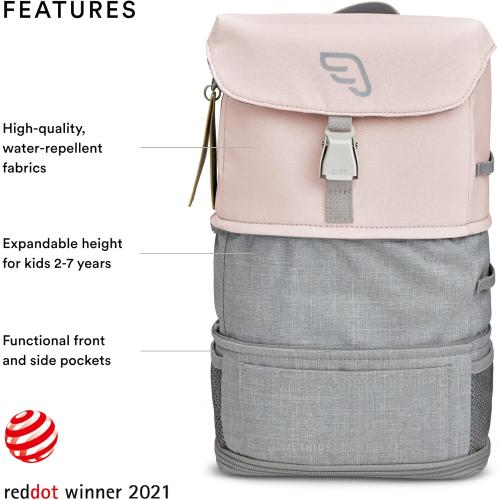 Stokke JetKids BackPack, Pink Lemonade - Expandable Design for Kids 2-7 Years Old - Easy-to-Clean, Water Repellent Fabric - Includes Pull-Out Seat Pad, Name Tag & Detachable Captain Stripes