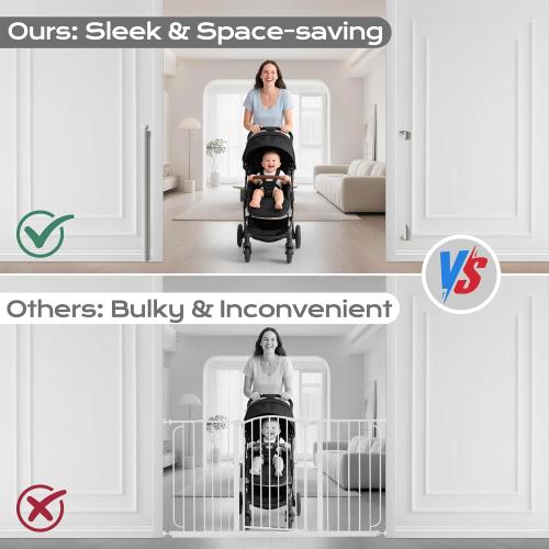 Retractable Baby Gate for Stairs, 55 Wide 38 High Pet Gate with Auto-Retract System, One-Hand Operation, Mesh Baby Gate for Doorways, Hallways, Decks, Indoor & Outdoor, White