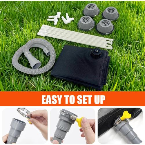 Washing Machine Pan 31.9 X 31.9 X 2.7 Inch Washing Machine Drain Pan with 4 PCS Anti-Vibration Foot Pads and Drain Hole Hose for Washer Dryer Floor Protection