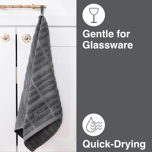 All-Clad Solid Kitchen Towel: Highly Absorbent, Super Soft Long Lasting - 100% Cotton, 17x30 Tea Towel for Cleaning & Drying Dishes, Pans, Glassware, or Countertops, (6-Pack), Pewter