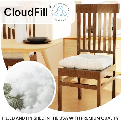 Klear Vu Gripper Overstuffed Universal Non-Slip Dining Chair Cushions for Kitchen Decor or Office Use, U-Shaped Skid-Proof Seat Pad, 17x17 Inches, 2 Count (Pack of 1), Chenille Cream