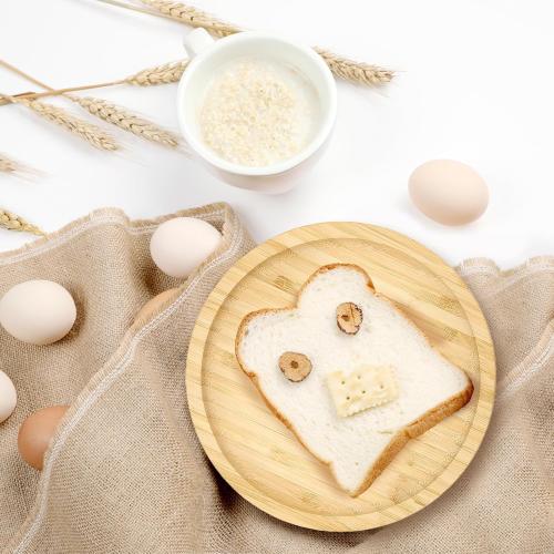 YOUKE OLA 16 Pack Bamboo Round Plates Bulk Serving Tray Wooden Serving Platter with stand Charcuterie Serving Board with Rim for Laser Engraving DIY Gift 8 Inch, 16PCSROUND