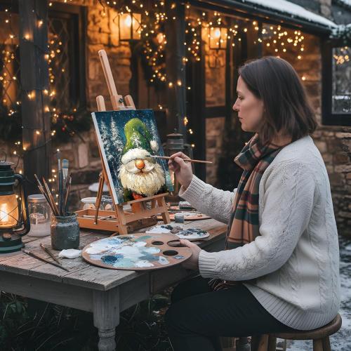 Sherr 12 Pcs Pre Drawn Canvas Pre Printed Canvas Set for Adults Cute Printed to Paint Set Theme Painting for Valentine's Day Party Favor(Xmas Gnome,8 x 10 Inch)