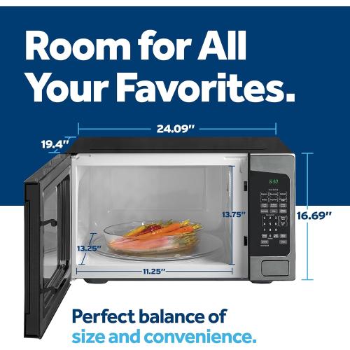 GE Countertop Microwave Oven, 1,200-watt Capacity, 2.0 Cubic Ft., 8 Auto Setting Cooking Settings, Child-Lock Technology, Kitchen Essentials for the Countertop, Dorm Room or Apartment, Black