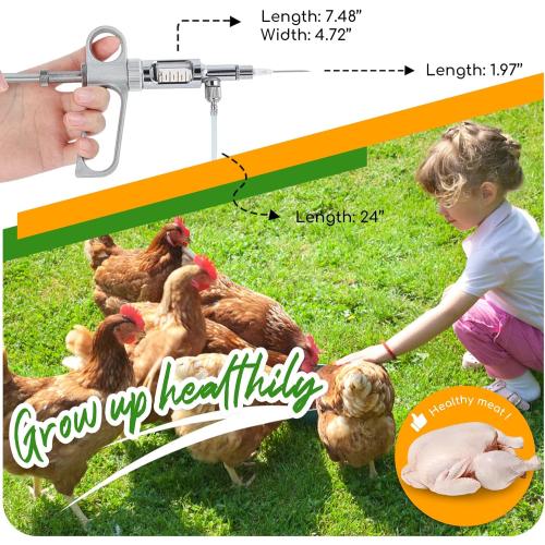 NEWTRY 5ml Livestock Syringe, Continuous Adjustable Animal Syringe, Stainless Steel, for Cattle Sheep Pig Goat