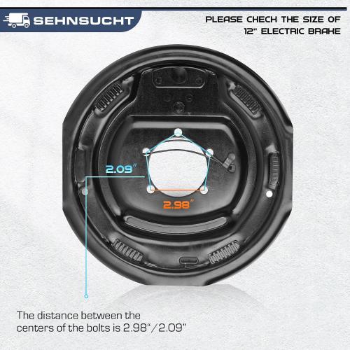 SEHNSUCHT Trailer Electric Brakes, 1 Pair of Electric Brake Assembly 12 X 2 for 5200lb 6000lb 7000lb Axle (Set 2: 1 Left 1 Right)