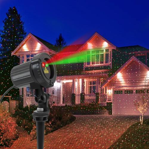 Laser Christmas Projector Lights Outdoor, Outdoor Garden Laser Light, Landscape Lights with Red and Green Stars, IP65 Waterproof,Cold Resistant. Suitable for Holiday, Party, Garden Decorati