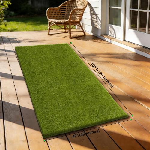 CooRug Artificial Grass Outdoor, 4x10 Ft Realistic Artificial Turf Grass Rug, Large Fake Grass for Dogs Indoor Outdoor Garden Lawn Landscape Patios Decoration
