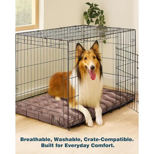 1 PCS Orthopedic Dog Bed Outdoor Waterproof Dogs Crate Bed for Large Medium Small Dogs, Washable Cooling Dog Bed Mat with Removeable Cover & Memory Foam（36 x 27, Beige)