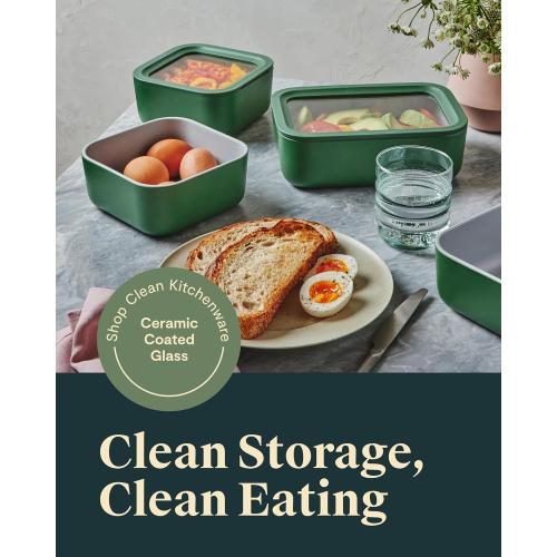 (missing container) Caraway 12 pc Glass Food Storage Container Set - Easy to Store, Non Toxic Lunch Box - with Glass Lids - Includes Storage Organizer - Navy