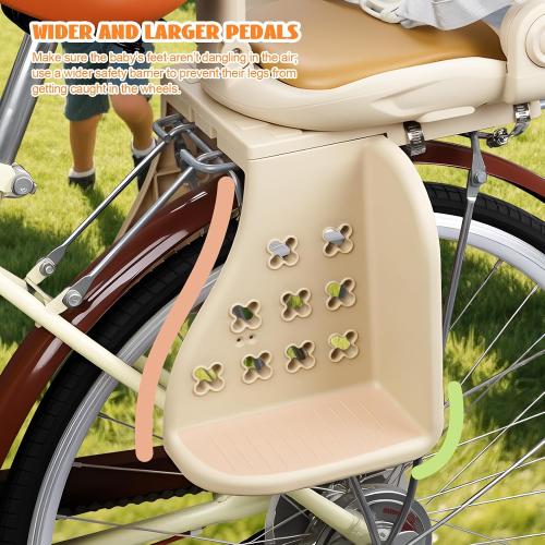 COLOR BLACK Rear Child Bike Seat, Back Mount Bicycle Seat with Backrest, Armrests, Foot Pedals Toddler Bike Seat for Adult Bikes for Baby Ages 6 Months to 6 Years