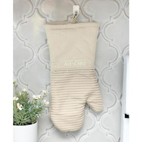 All-Clad Silicone Oven Mitts: Heat Resistant up to 500 Degrees - 100% Cotton & Silicone, 14x7 Oven Mitt for Kitchen and Barbeque, 2-Pack, Almond