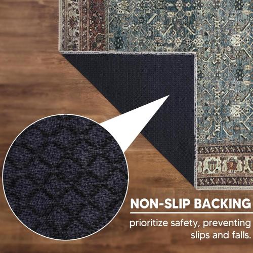 Keen Home Design 30x144 Rug - Machine Washable Runner with Non-Slip Backing, Ideal for Hallway, Entryway, Kitchen, Laundry Room - Vintage, Easy Clean, Durable, Low Pile Rug - (2'6 x 12')
