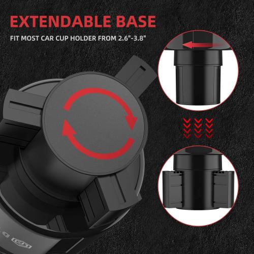 DYLEN Car Cup Holder Expander, Cup Holder Extender Adapter for Car with Expandable Insert, Compatible with Yeti 20/26/30oz, Hydroflask 32/40oz, Large Water Bottles in 3.0-4.1