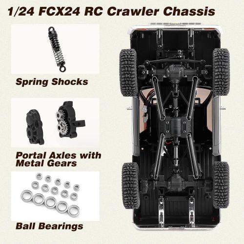 BEEZRC FMS 1/24 RC Crawler Officially Licensed Chevy K5 Blazer RC Car FCX24 RTR RC Pickup Truck SUV 4WD 2.4GHz Hobby RC Model 8km/h Mini car RC Off-Road Remote Control Car (Black)