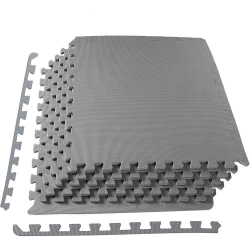 Puzzle Exercise Gym Flooring Mat, 1/2 Thick EVA Interlocking Foam Tiles Workout Mat for Home Gym, Fitness Equipment, MMA, Gymnastics, 6 Tiles Shock-Absorbing Exercise Mat, Grey (24 Sq Ft)
