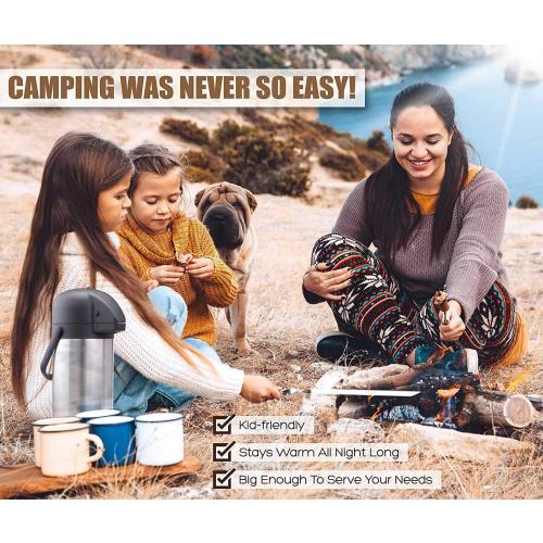 Coffee Carafe for Keeping Hot - 102oz/3L Airpot Coffee Dispenser with Pump - Insulated Stainless Steel Hot Beverage Dispenser for Parties - Thermal Carafe for Hot Drinks Water Tea Chocolate